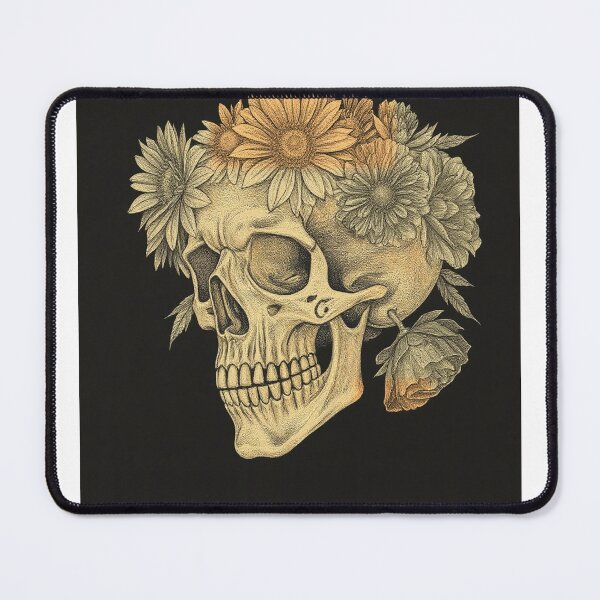 Item preview, Marigold Skull Day of the Dead Vintage Engraving designed and sold by GildedFolio.