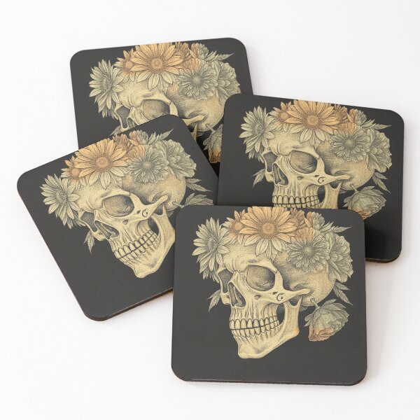 Item preview, Marigold Skull Day of the Dead Vintage Engraving designed and sold by GildedFolio.