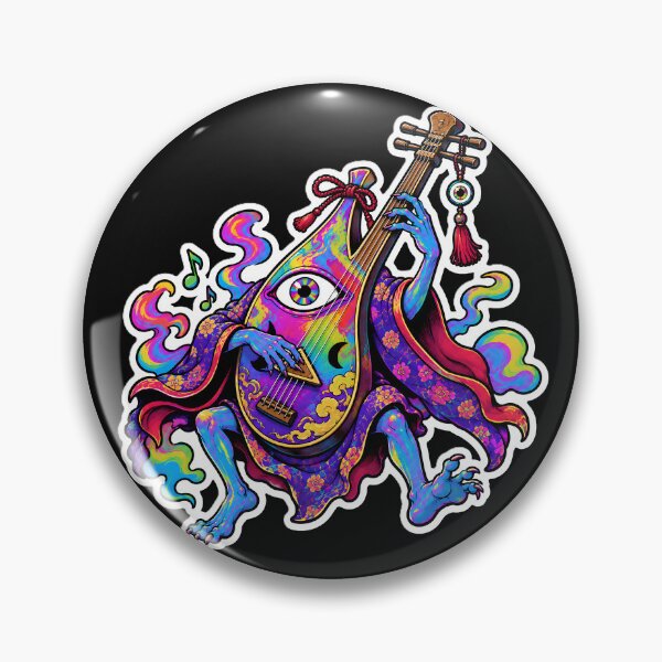 Artikelvorschau, Floral Biwa Yokai Sticker entworfen und verkauft von OddGarage.