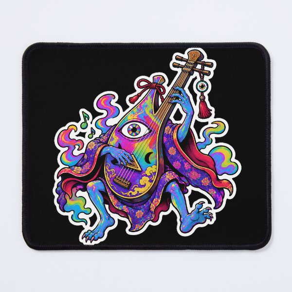 Item preview, Floral Biwa Yokai Sticker designed and sold by OddGarage.