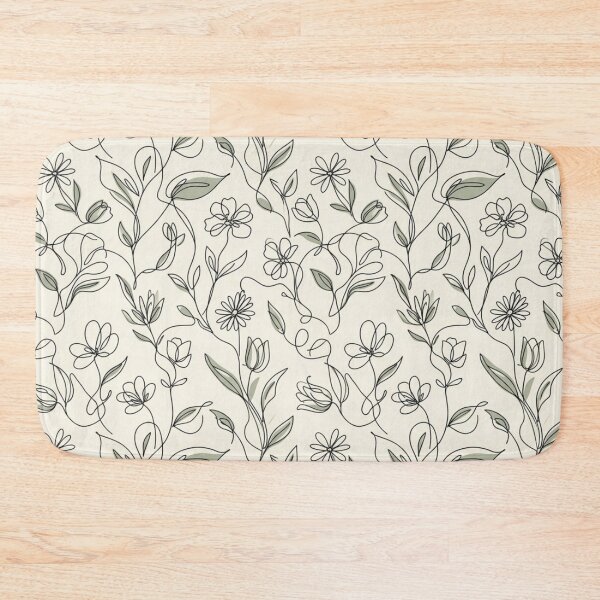 Item preview, Minimalist Line Art Floral Sage Botanical Seamless Pattern designed and sold by ShivCraftStudio.