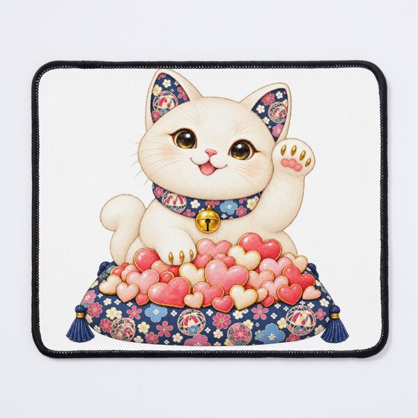 Item preview, Lucky White Cat Maneki Neko - Japanese Good Fortune Love & Connections designed and sold by japan-picto.