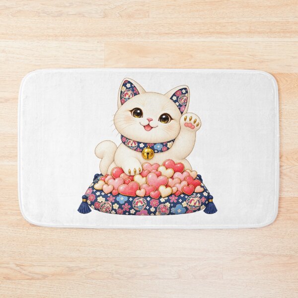 Item preview, Lucky White Cat Maneki Neko - Japanese Good Fortune Love & Connections designed and sold by japan-picto.