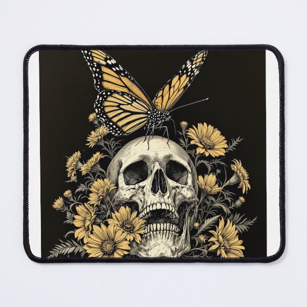 Item preview, Monarch Butterfly and Skull, Day of the Dead Art designed and sold by GildedFolio.