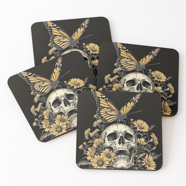Item preview, Monarch Butterfly and Skull, Day of the Dead Art designed and sold by GildedFolio.