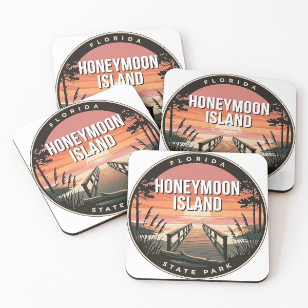 Item preview, Honeymoon Island Sunset Beach Boardwalk Round Badge Sticker designed and sold by DetourDgn.