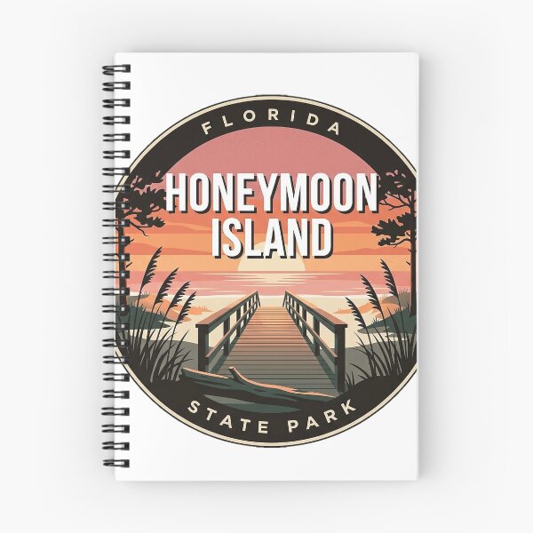 Item preview, Honeymoon Island Sunset Beach Boardwalk Round Badge Sticker designed and sold by DetourDgn.