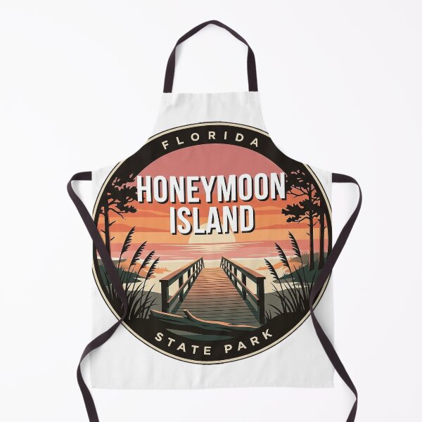 Item preview, Honeymoon Island Sunset Beach Boardwalk Round Badge Sticker designed and sold by DetourDgn.