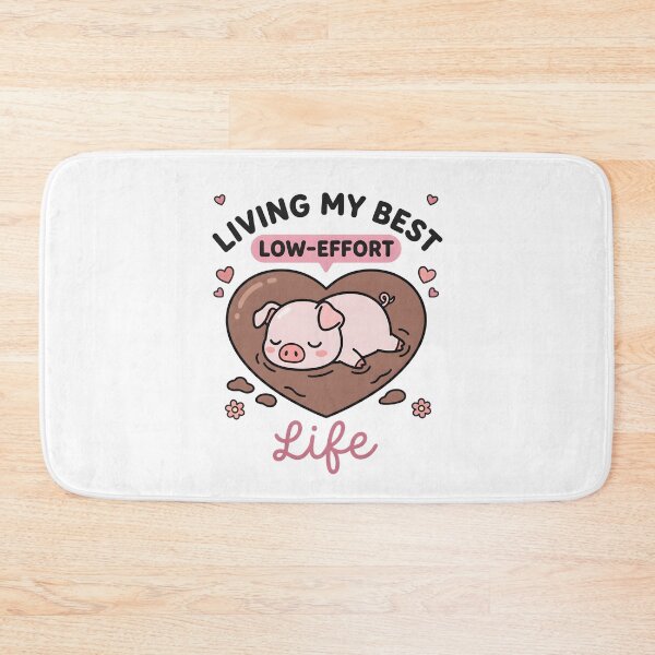 Item preview, Cute Sleeping Pig in Heart-Shaped Bed – Cozy Lazy Life Illustration designed and sold by Everyday Vibe Studio.