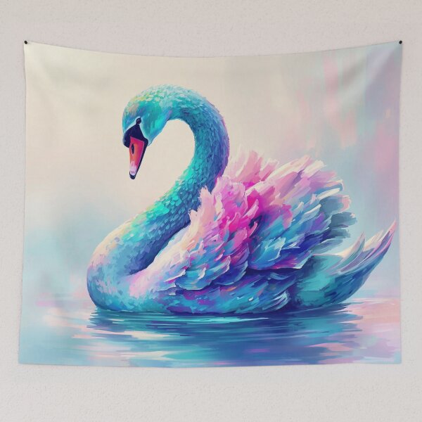 Item preview, Pretty Neon Pink Blue Swan designed and sold by SeaStarAlex.