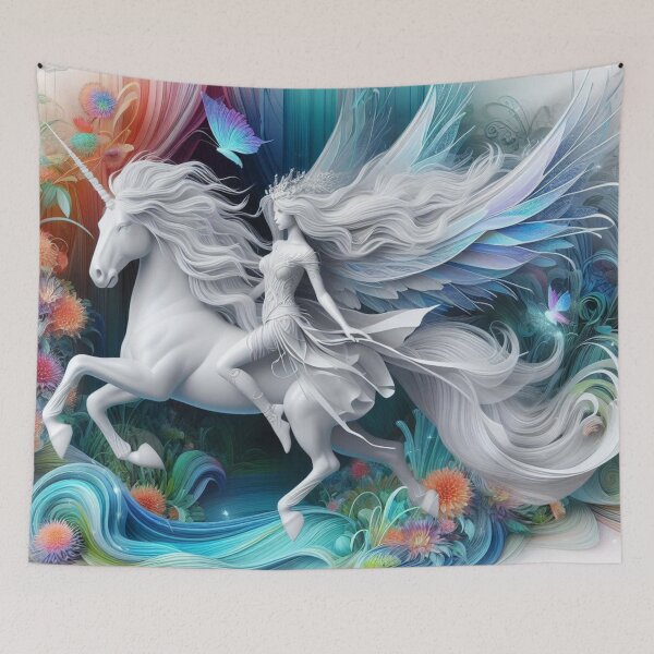 Item preview, Ethereal Fairy Riding White Unicorn designed and sold by FrequencyV.