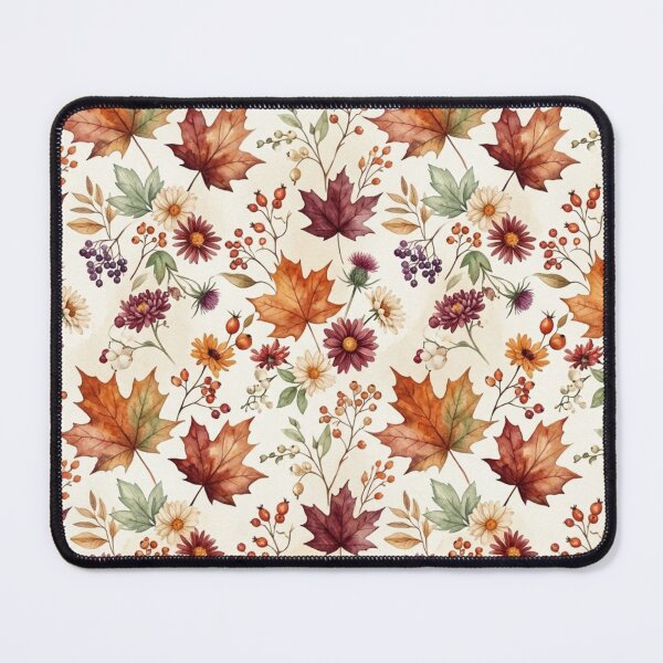 Item preview, Cozy Autumn Maple Leaves Berries Watercolor Pattern designed and sold by ShivCraftStudio.