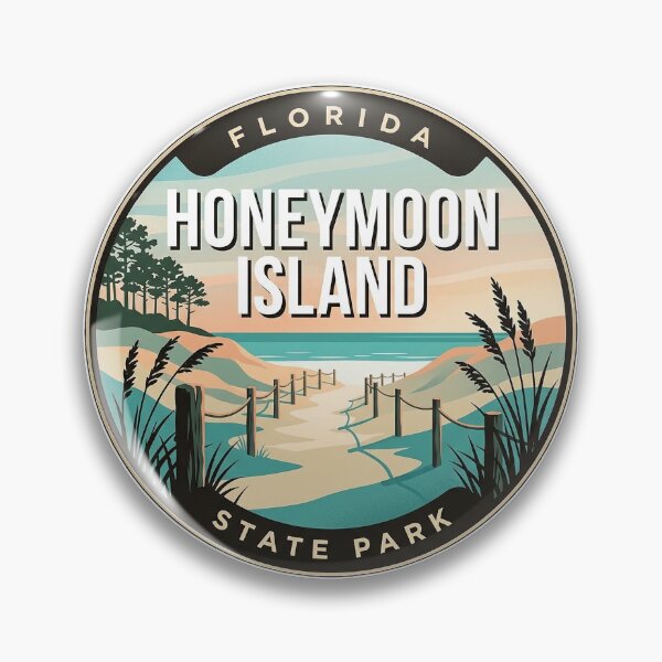 Item preview, Honeymoon Island Dune Path Morning Round Badge Sticker Florida designed and sold by DetourDgn.