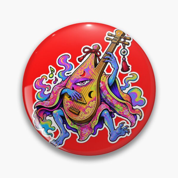 Item preview, Psychedelic Biwa Yokai Sticker designed and sold by OddGarage.