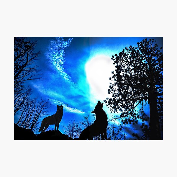 Item preview, Wolf Moon Love Behind the Jeffrey Pine designed and sold by PolkaDotStudio.