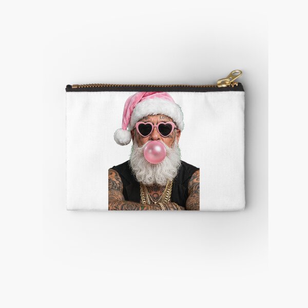 Item preview, Badass Tattooed Santa Blowing Pink Bubblegum - Edgy Christmas designed and sold by inkfluenceart.