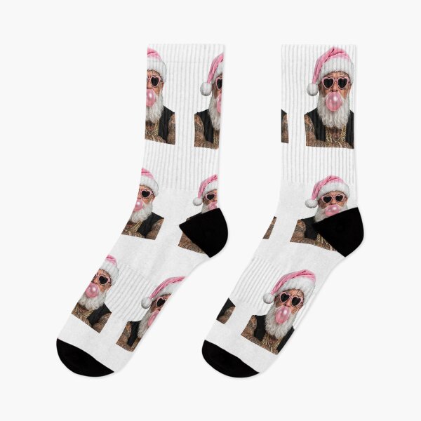 Item preview, Badass Tattooed Santa Blowing Pink Bubblegum - Edgy Christmas designed and sold by inkfluenceart.
