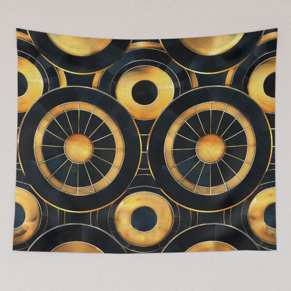 Item preview, Vintage Luxury Golden And Black Geometric Circles Pattern designed and sold by DEC02.