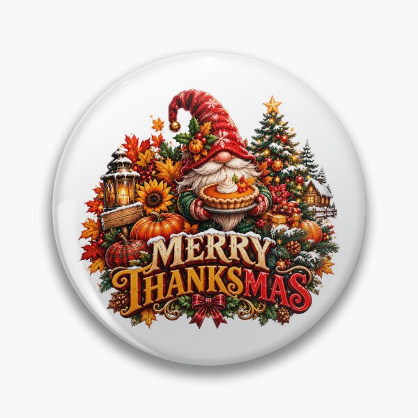 Item preview, Merry Thanksmas Gnomes Thanksgiving Christmas Fall designed and sold by QuiteOrbit.