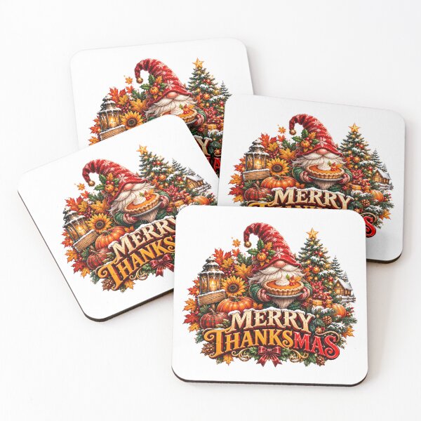 Item preview, Merry Thanksmas Gnomes Thanksgiving Christmas Fall designed and sold by QuiteOrbit.