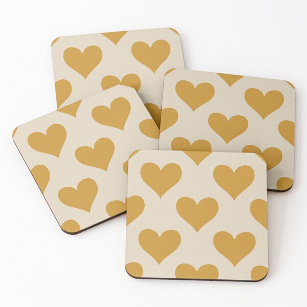 Item preview, XL large Mustard Gold Playing Card Hearts Retro Cream Pattern designed and sold by DColourMuse.