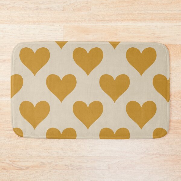 Item preview, XL large Mustard Gold Playing Card Hearts Retro Cream Pattern designed and sold by DColourMuse.