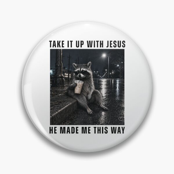 Item preview,  Raccoon Take It Up With Jesus Drinking Iced Coffee At Night designed and sold by AlexandSchum.