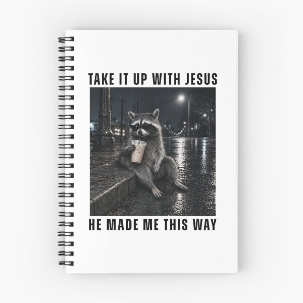 Item preview,  Raccoon Take It Up With Jesus Drinking Iced Coffee At Night designed and sold by AlexandSchum.