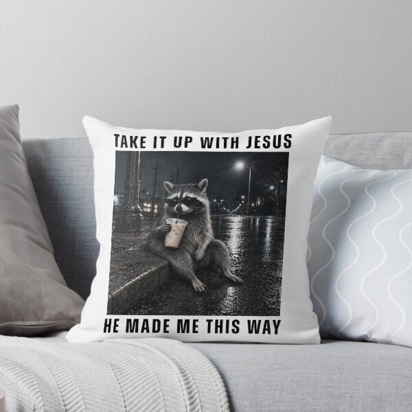 Item preview,  Raccoon Take It Up With Jesus Drinking Iced Coffee At Night designed and sold by AlexandSchum.