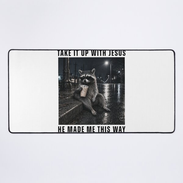 Item preview, Raccoon Take It Up With Jesus Drinking Iced Coffee At Night designed and sold by AlexandSchum.