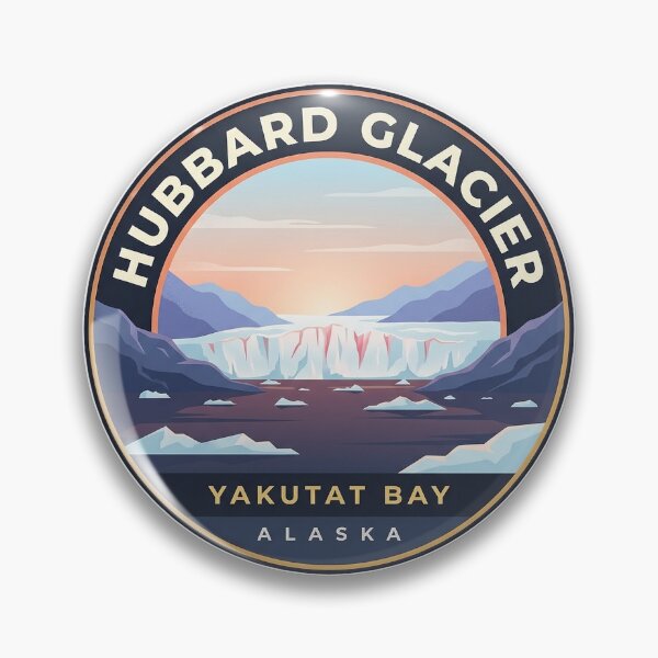 Item preview, Hubbard Glacier Sunrise Alaska Circle Badge Sticker designed and sold by DetourDgn.