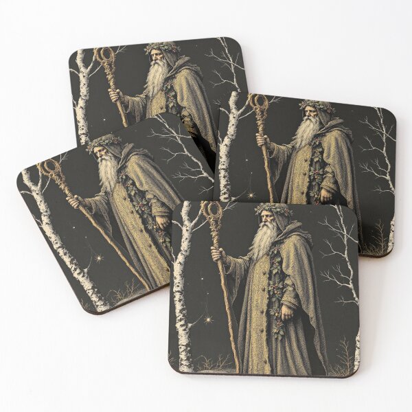 Item preview, Holly King Vintage Engraving, Yule Winter Art designed and sold by GildedFolio.
