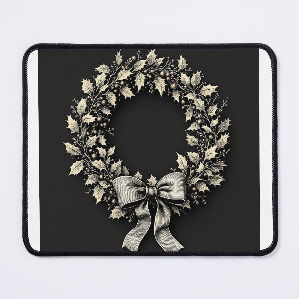 Item preview, Holly Wreath Vintage Engraving, Gothic Christmas Art designed and sold by GildedFolio.