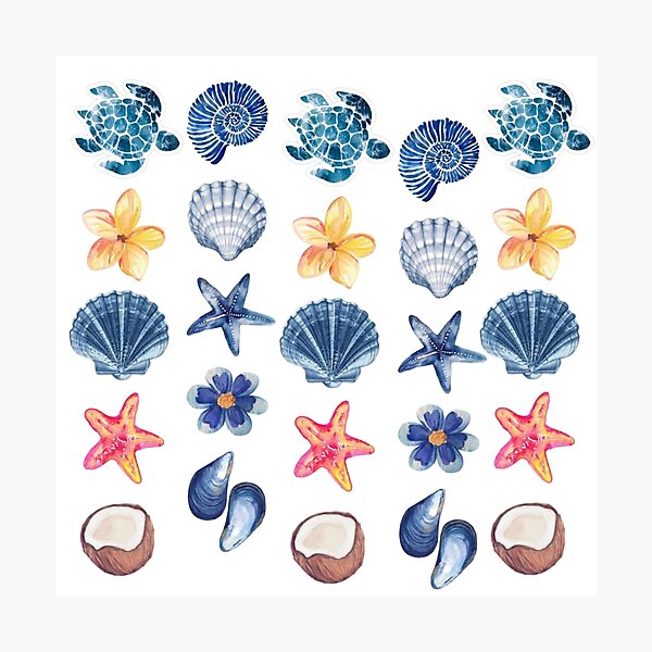 Item preview, Blue Ocean Seashells & Starfish Aesthetic Pattern designed and sold by LunaVales.