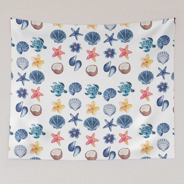 Item preview, Blue Ocean Seashells & Starfish Aesthetic Pattern designed and sold by LunaVales.