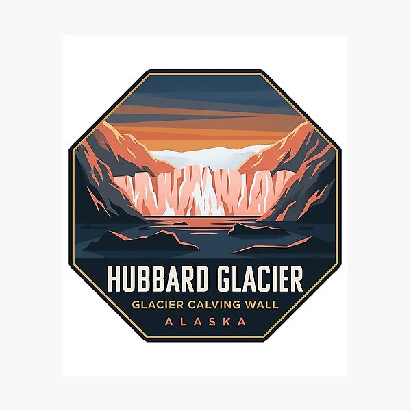 Item preview, Hubbard Glacier Alpenglow Alaska Octagon Adventure Sticker designed and sold by DetourDgn.