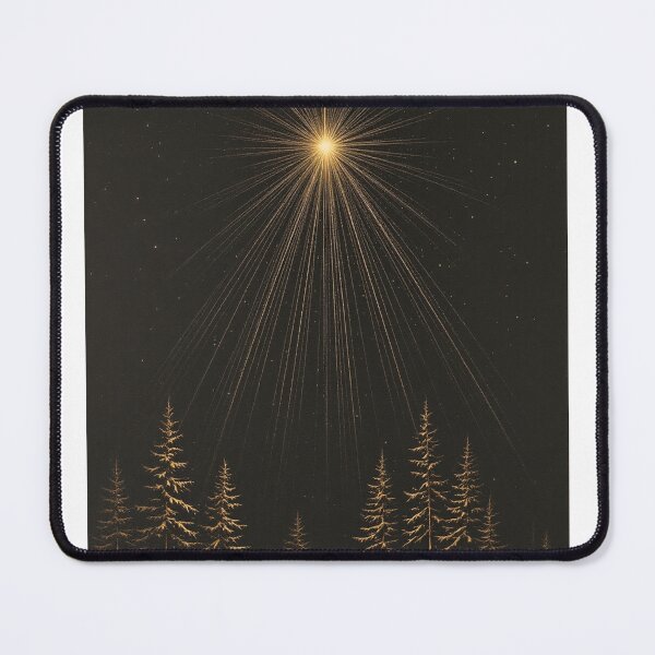 Item preview, Christmas Star Over Pines Vintage Engraving designed and sold by GildedFolio.