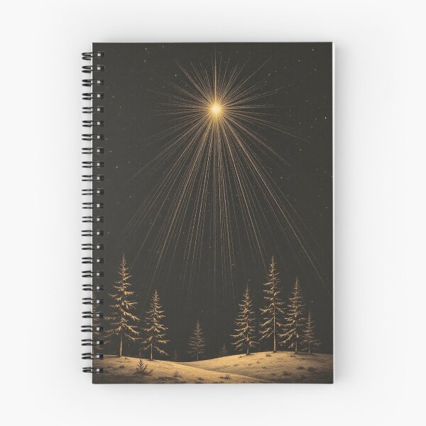 Item preview, Christmas Star Over Pines Vintage Engraving designed and sold by GildedFolio.