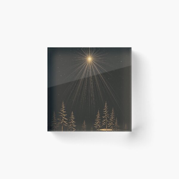 Item preview, Christmas Star Over Pines Vintage Engraving designed and sold by GildedFolio.