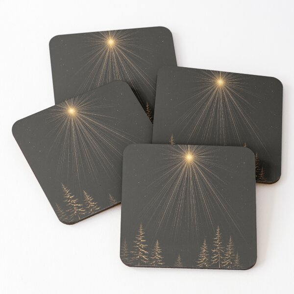 Item preview, Christmas Star Over Pines Vintage Engraving designed and sold by GildedFolio.