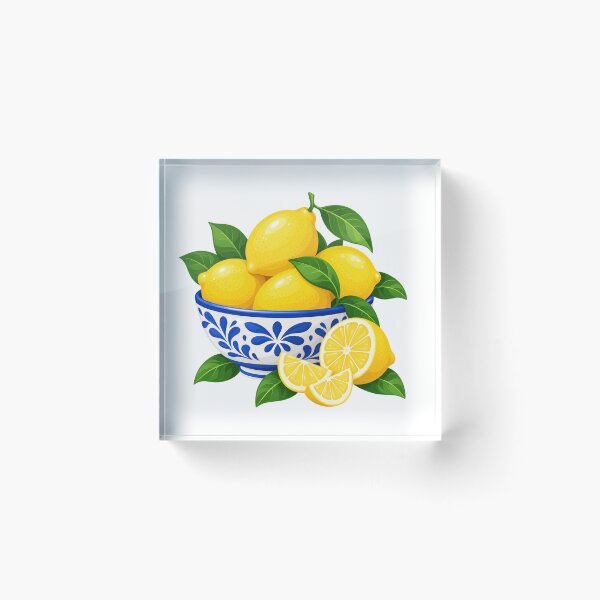 Item preview, Lemons in Bowl with Slices and Leaves designed and sold by Myra365Art.