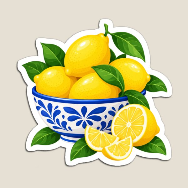 Item preview, Lemons in Bowl with Slices and Leaves designed and sold by Myra365Art.