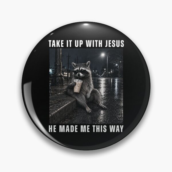 Item preview, Take It Up With Jesus Raccoon Drinking Iced Coffee At Night designed and sold by AlexandSchum.