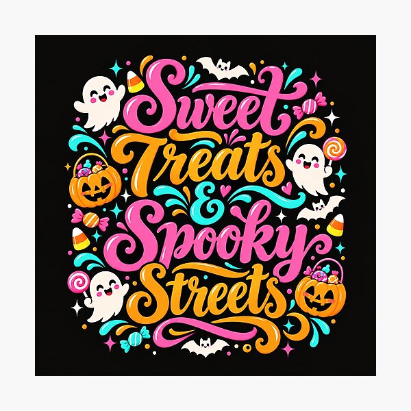 Item preview, Sweet Treats & Spooky Streets | Cute Halloween Candy Ghosts, Pumpkins & Spooky Season T-Shirt designed and sold by K3DreamKreations .