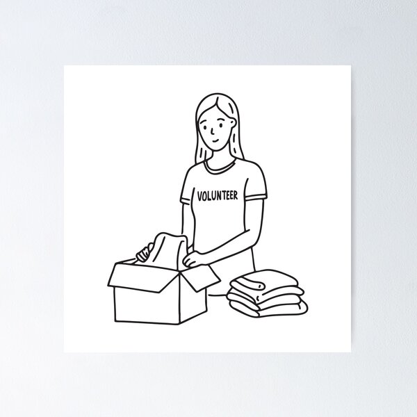 Item preview, A volunteer organizing donated clothes designed and sold by rasagamastore.