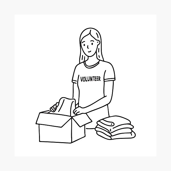 Item preview, A volunteer organizing donated clothes designed and sold by rasagamastore.