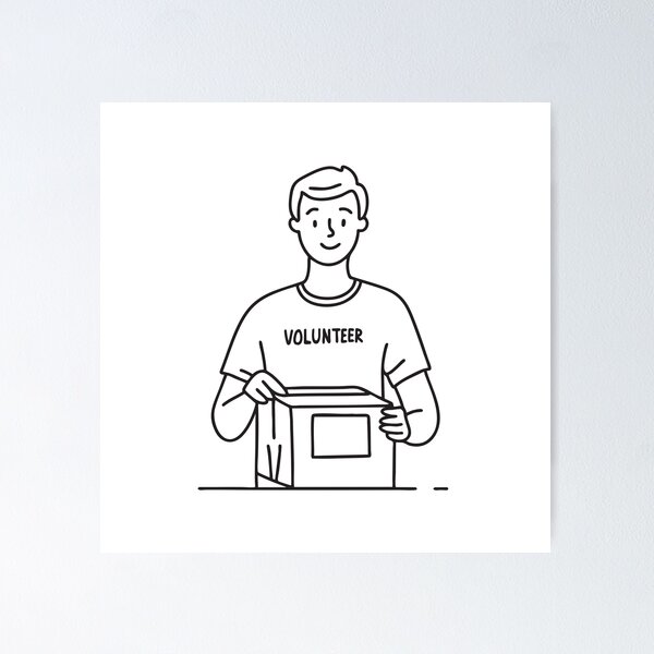 Item preview, A volunteer packing supplies in a donation center designed and sold by rasagamastore.