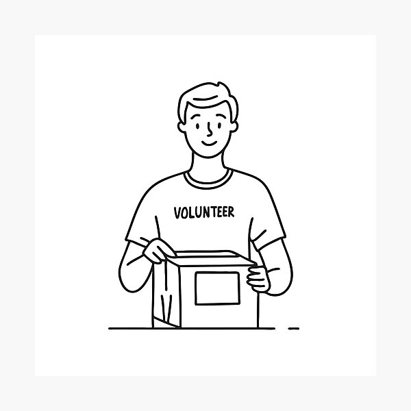 Item preview, A volunteer packing supplies in a donation center designed and sold by rasagamastore.
