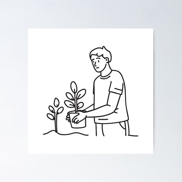 Item preview, A volunteer planting trees in a public park designed and sold by rasagamastore.