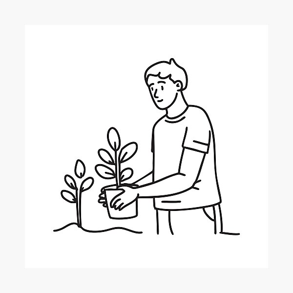Item preview, A volunteer planting trees in a public park designed and sold by rasagamastore.